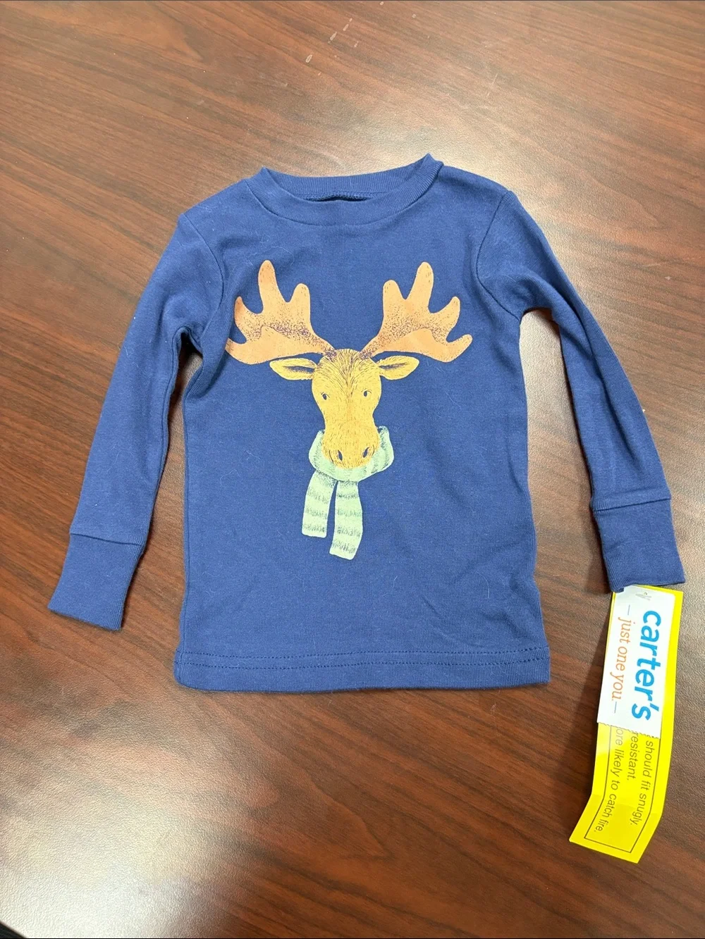 Carter's Navy Long Sleeve Tee with Moose Graphic